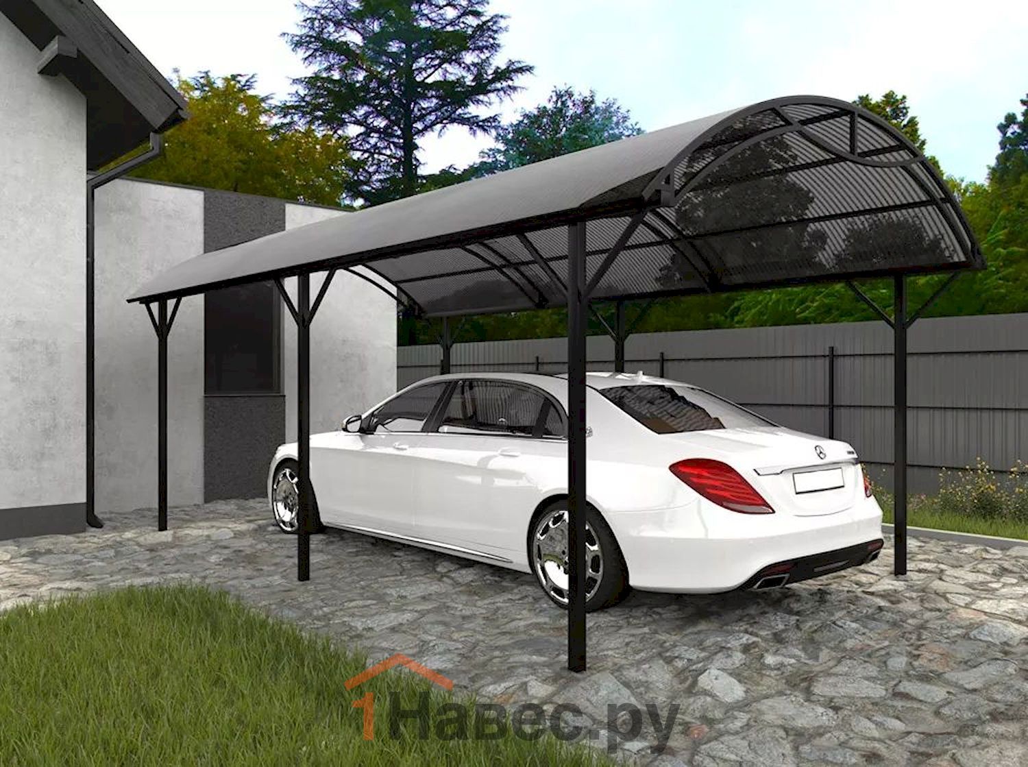 Арочный автомобильный навес из поликарбоната